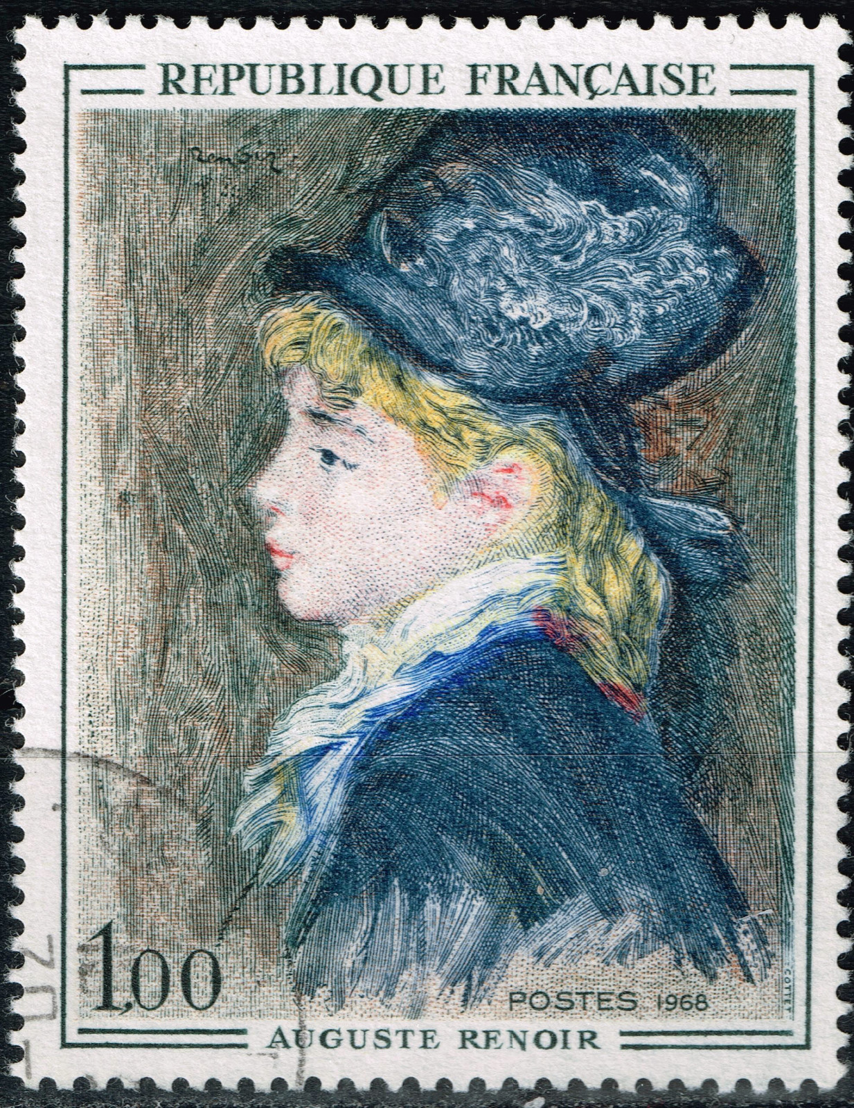 France Pierre-Auguste Renoir Famous Painting Woman stamp
