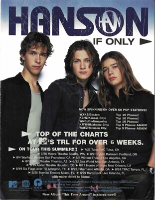 HANSON Rare VINTAGE If Only2000 PROMO TRADE AD Poster for Time CD MINT 8.5x11