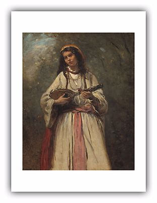 Camille Corot : ''Gypsy Girl with Mandolin'' (c.1870)   Giclee Fine Art Print