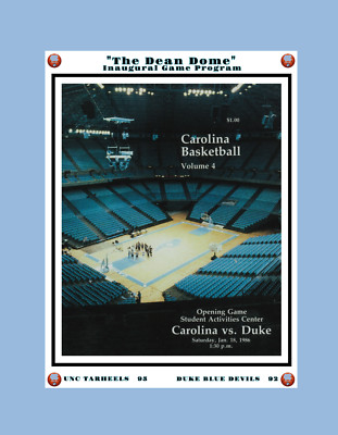 UNC TAR HEELS DEAN DOME MATTED PHOTO OF INAUGURAL GAME PROGRAM PHOTO 01/18/1986