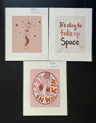 3 Art Prints Keep On Walkin Disco Balls Fanny Ropes The Moon OK To Take Up Space