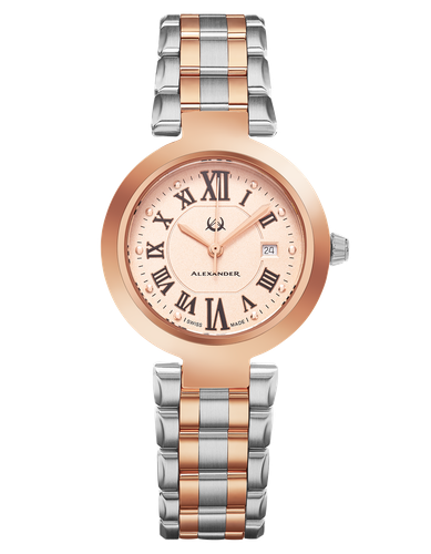 Pre-owned Alexander Monarch Niki Women's Swiss Quartz Two Tone Designer Watch A203b-04
