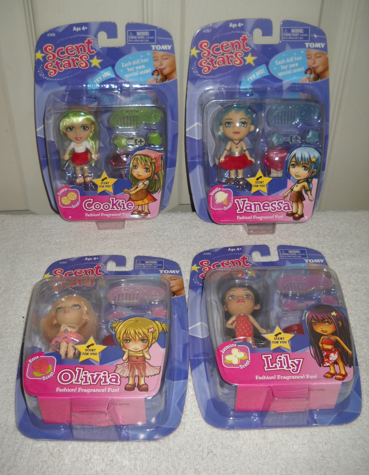 394 NRFC Vintage Tomy 4 Scent Stars Dolls Cookie, Vanessa