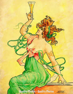Absinthe Blanqui Smiling Redhead 8.5x11'' Photo Print Nover Green Liqueur Art