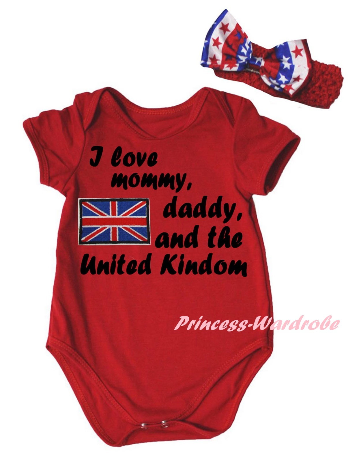 Queen S Day I Love Mommy Daddy Uk Red Baby Girls Bodysuit Jumpsuit Romper Nb 18m Ebay