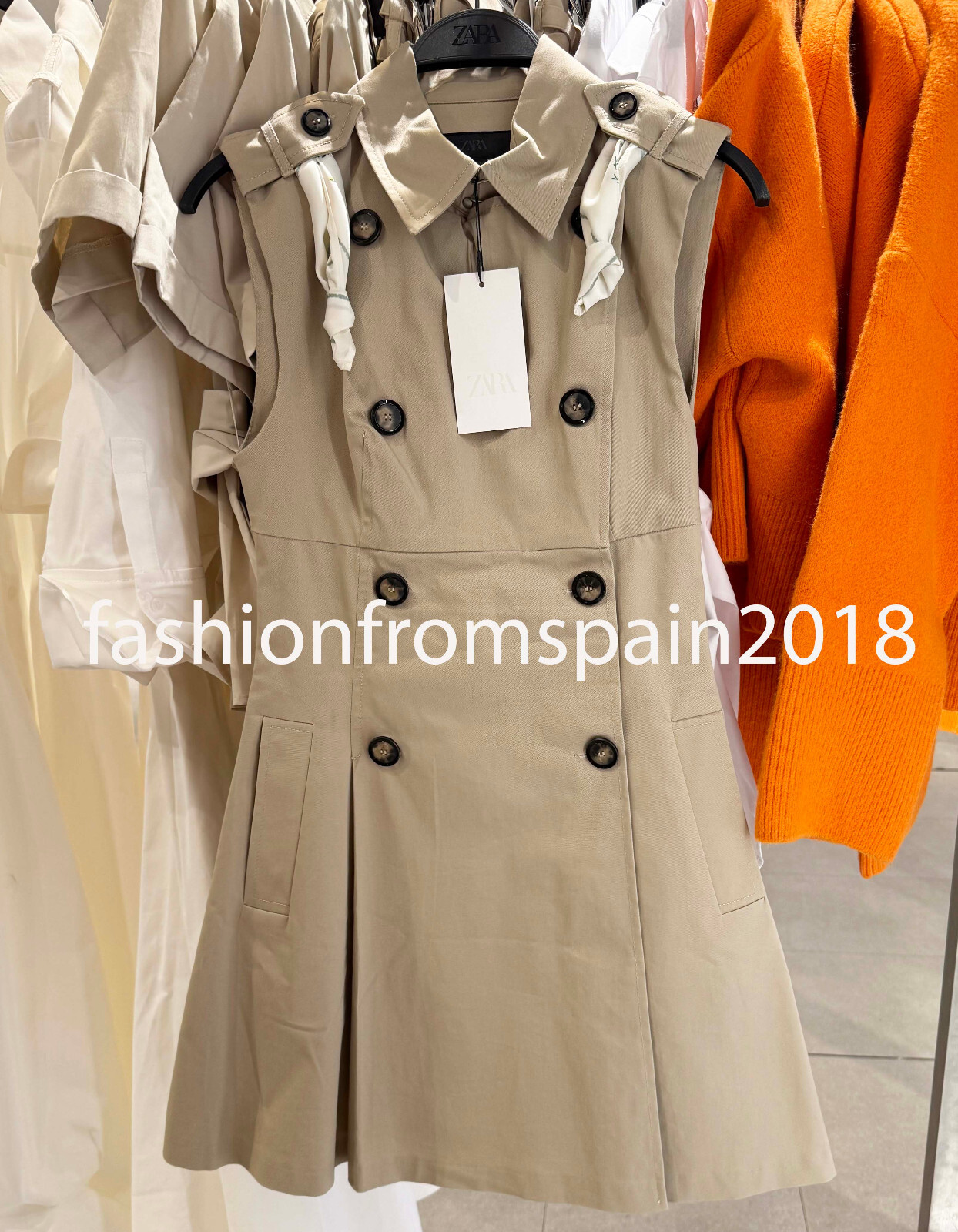 ZARA NEW WOMAN SHORT DRESS WITH SCARF DARK BEIGE XS-XXL 2394