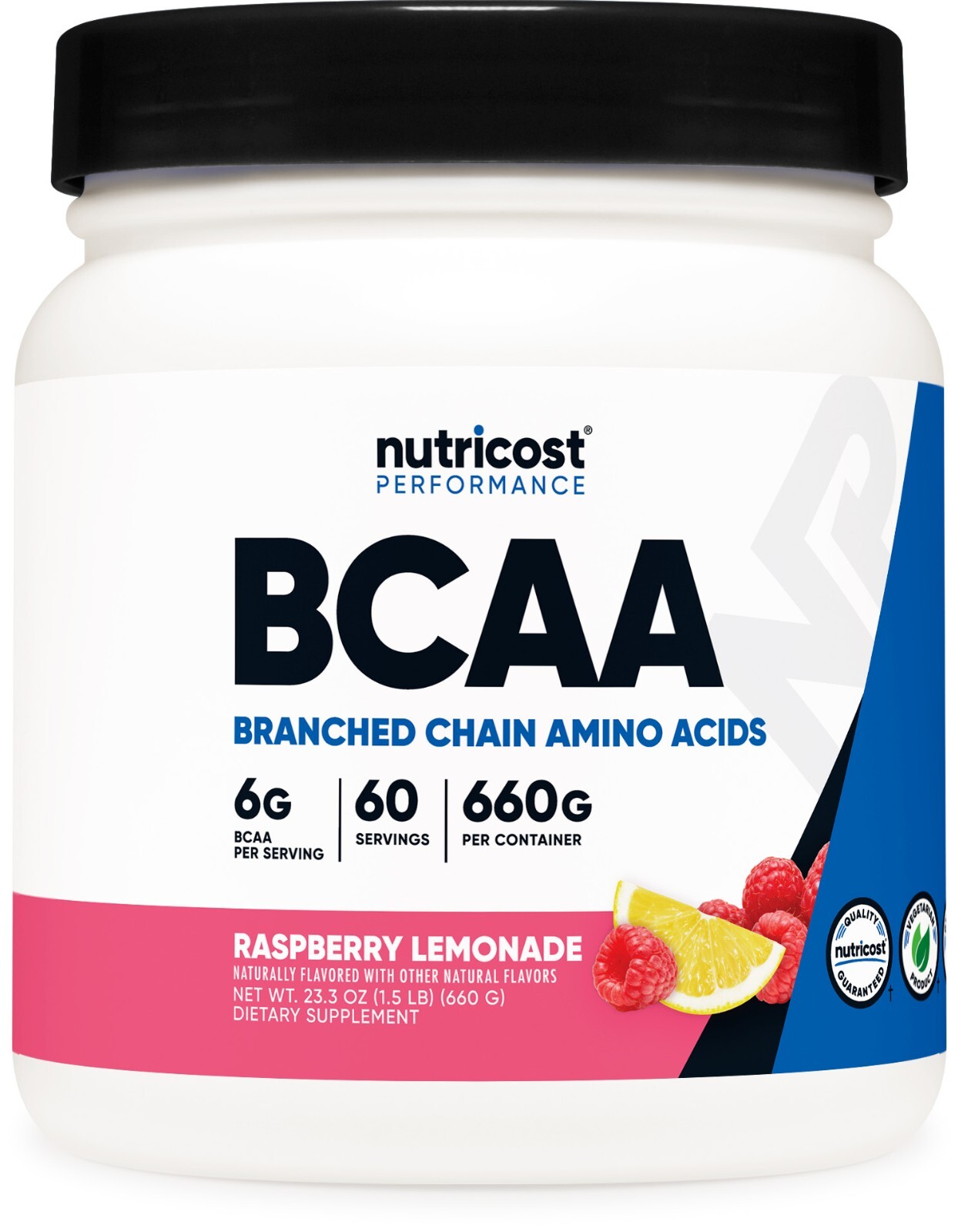 Порошок Nutricost BCAA 2:1:1 (малиновый лимонад) 60 порций — 6 г на порцию