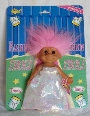 RUSS Troll Doll 7'' Poseable TRACEY White Iridescent Gown - New on Card
