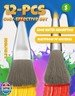 Joyooss Kids Paint Brushes, 12 Pcs Round/Flat Large, Easy to Clean and Grip Washable No Shed Hog Bristle for Watercolor, Acrylic, Gouache