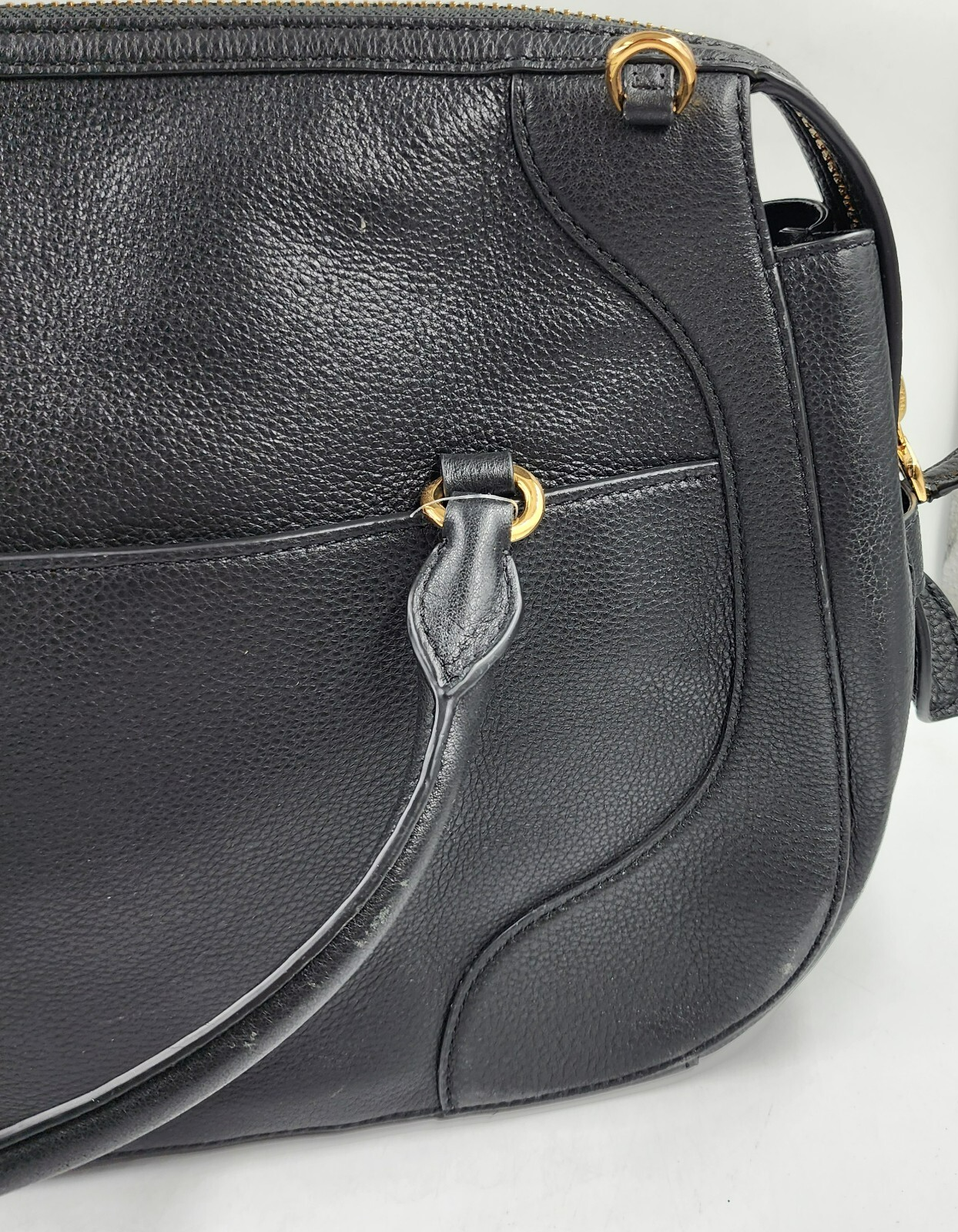Lauren Ralph Lauren Stonegate Leather Satchel Women's Black Zip Top Closure - Picture 14 of 23