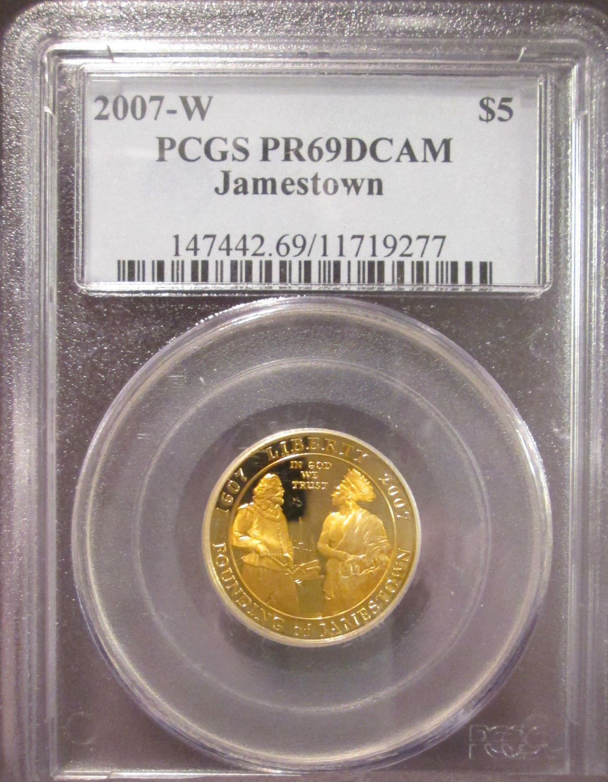 2007 W Jamestown $5 Proof Dollar Gold PR69DCAM PCGS 11719277