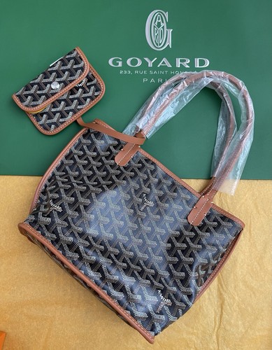 NEW Goyard Mini Anjou Black and Tan Bag Tote Double Sided NEW Goyard Mini Anjou Black and Tan Bag Tote Double Sided
