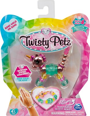 B12 Twisty Petz Series 4 Butter-Swirl Unicorn Rose Or Rose Gold Figure Bracelet