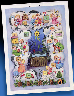 ALTER ADVENTSKALENDER HACO 59 WUNDERSCHÖN ZAUBERHAFT 1940-1950er ENGEL REIGEN