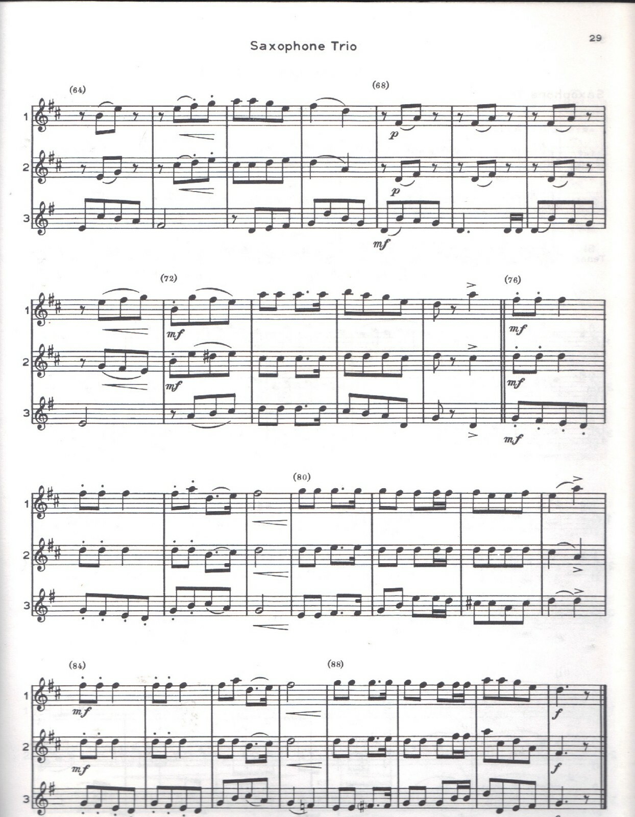 Vtg Chamber Music For 3 Saxophones For Study Concert Recreation Contest