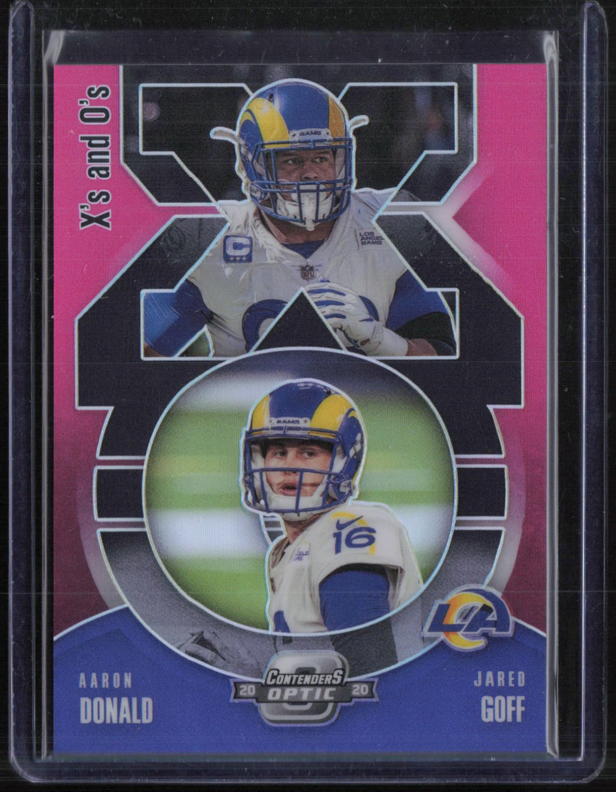 2020 Panini Contenders Optic X's & O's Pink Aaron Donald Jared Goff 19/75