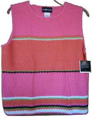 Sag Harbor Knit Top Shirt Blouse XL Bust 42 Pink Orange Career Sleeveless Sweate