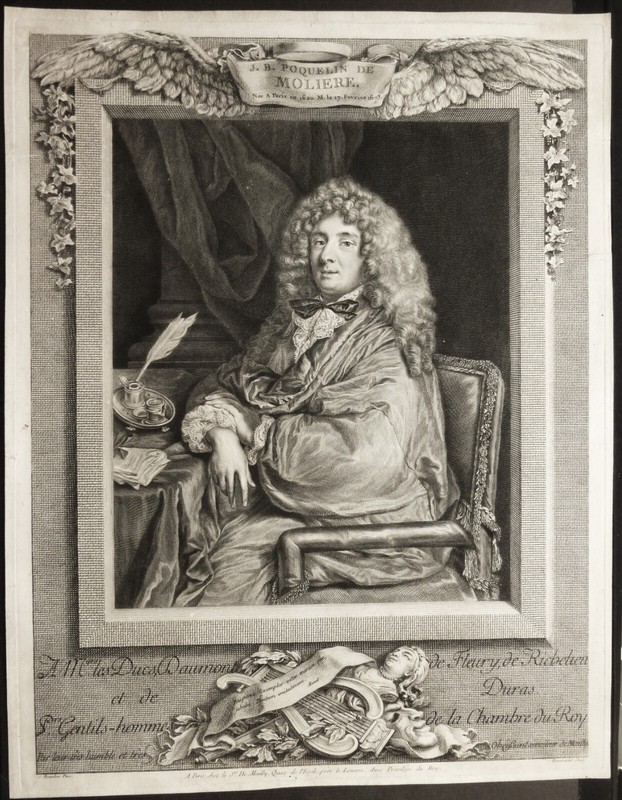 Rare Portrait De Moliere Par Jacques Firmin Beauvarlet