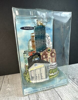 Kurt Adler Boston Massachusetts Glass Christmas Ornament City Scapes Noble Gems