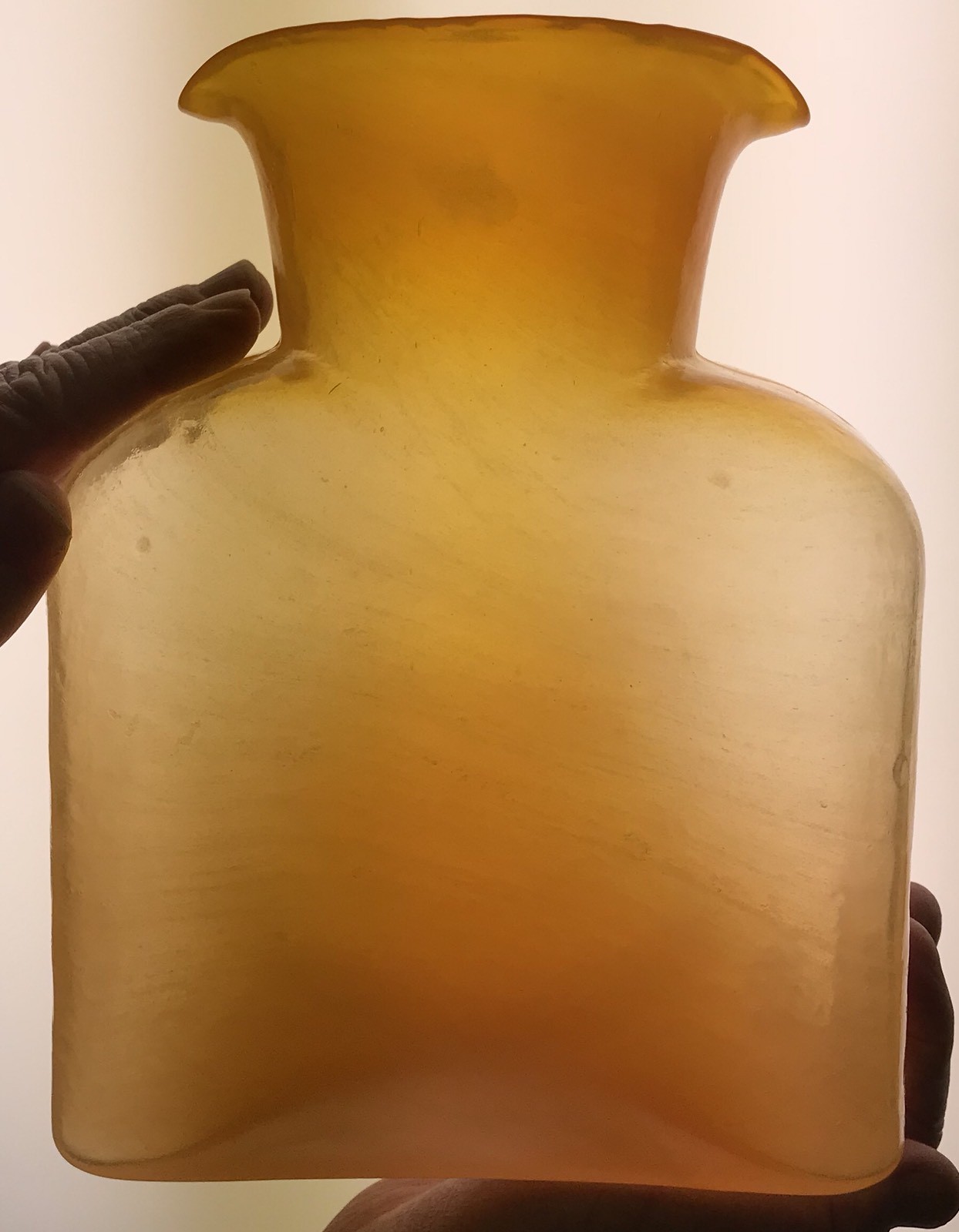 Blenko Water Bottle Cloudy Paw Paw Experimental w/Signatures & Sticker 384