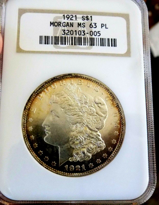 Morgan Silver Dollar 1921 P Old Fatty NGC MS 63PL++++