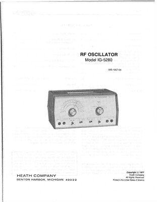 Assembly Manual Guide For Heathkit IG-5280