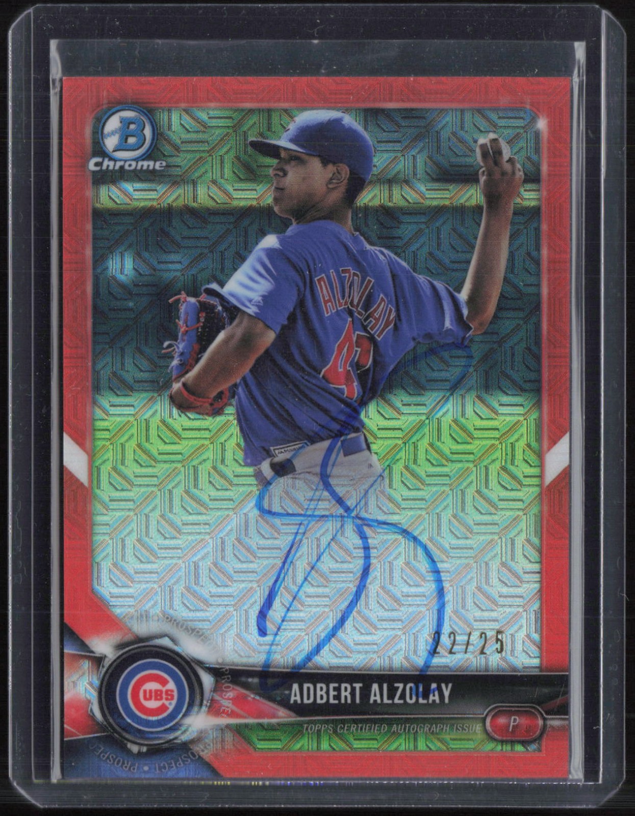 2018 Bowman Chrome Orange Mega Box Refractor Adbert Alzolay 22/25 Auto RC Rookie