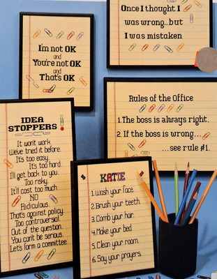 Legal Pad Lines - Idea Stoppers, Rules of Office - Vintage Cross Stitch Chart