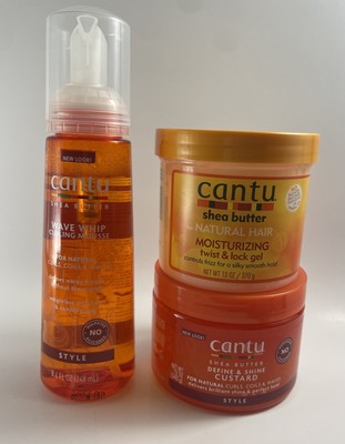 Cantù Bundle Define Shine Custard Shea Butter Wave Whip Twist Lock Gel Natural