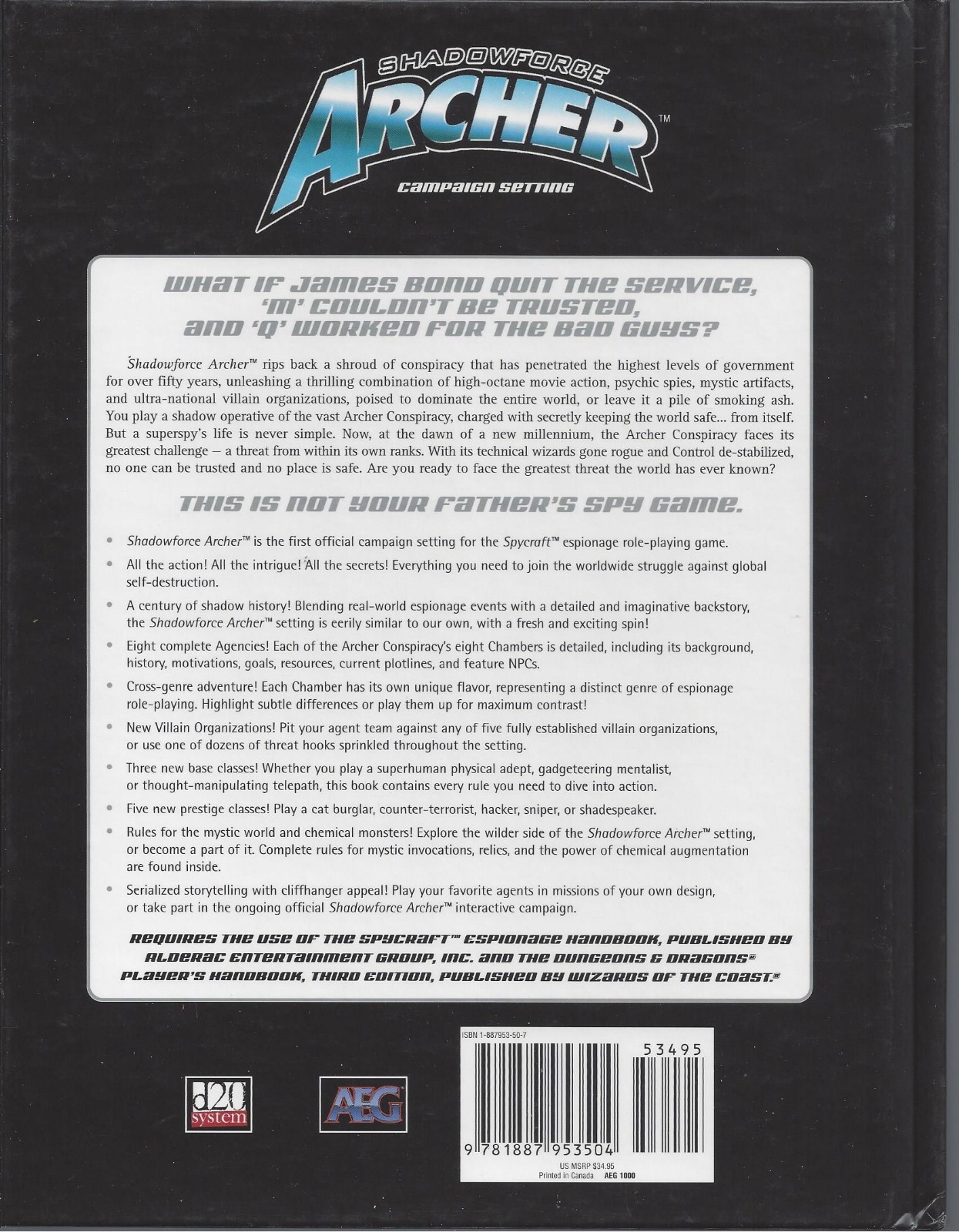 Shadowforce Archer  RPG Spycraft Campaign Setting  SC  OOP  NEW 30% OFF  AEG1000