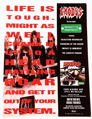 EXODUS~IMPACT IS IMMINENT~ORIG 1990 ALBUM PROMO~VTG PRINT AD ADVERT POSTER PINUP