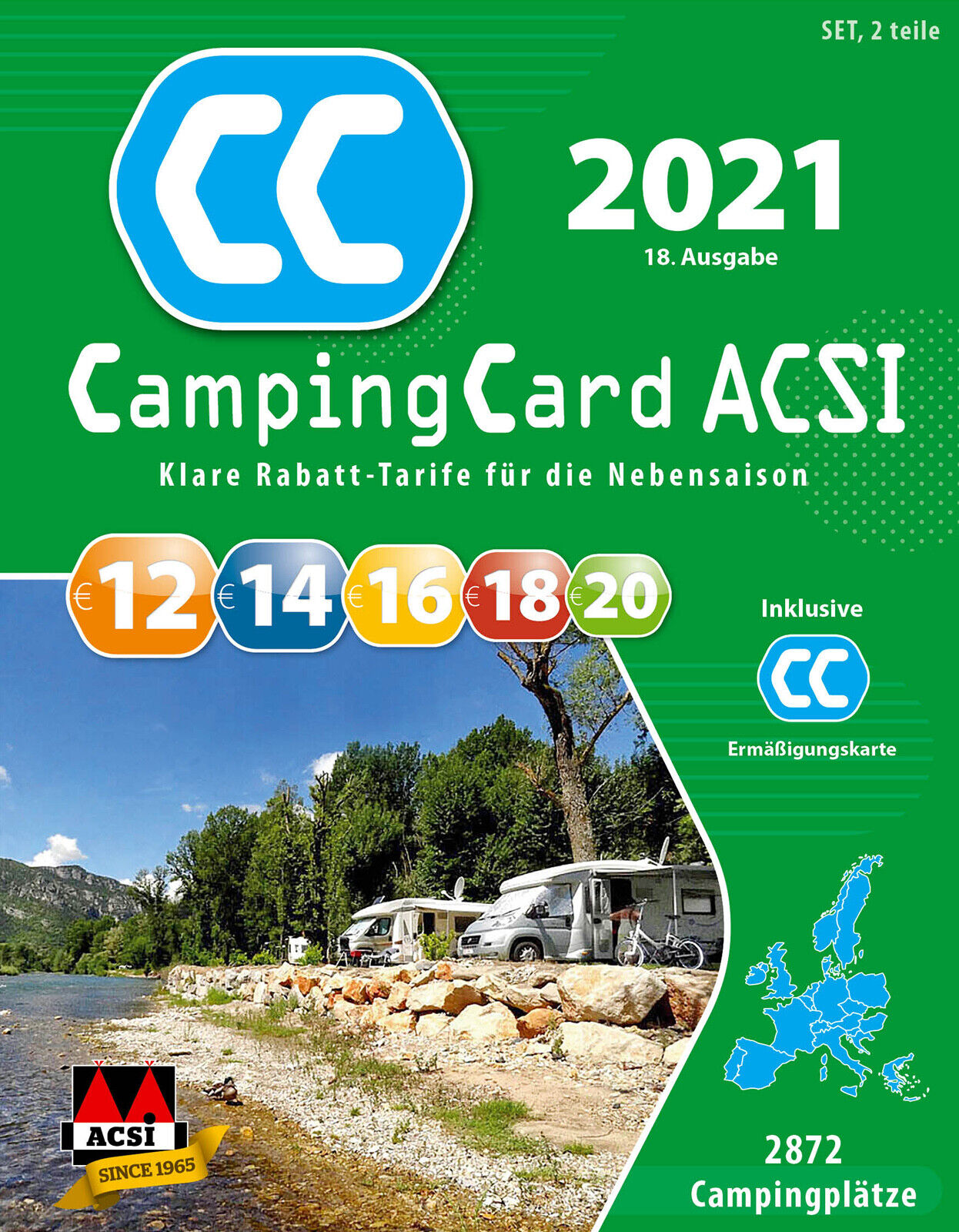 CampingCard ACSI Campingführer 2021 inklusive Ermäßigungskarte