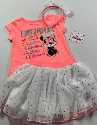 DISNEY MINNIE MOUSE  BIRTHDAY CHECKLIST  3-PIECE SET W/ HEADBAND 18 MO