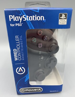 Playstation 3 PS3 Wired Power A Controller Black New Sealed