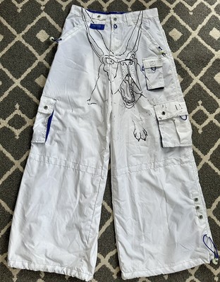 Macgear Vintage 90's Y2K Rave Baggy Wide Leg Pants White 32 Macgear Vintage 90's Y2K Rave Baggy Wide Leg Pants White 32