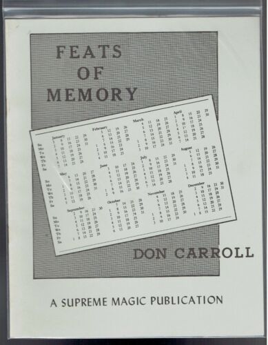 Feats of Memory by Don Carroll - New Magic Booklet