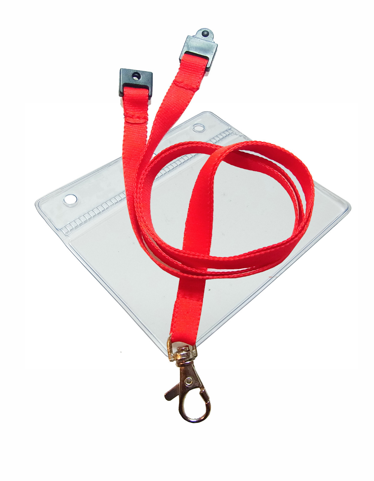 Plastic ID Badge Card Pocket Pouch 105 x 110 mm & Neck Lanyard Metal