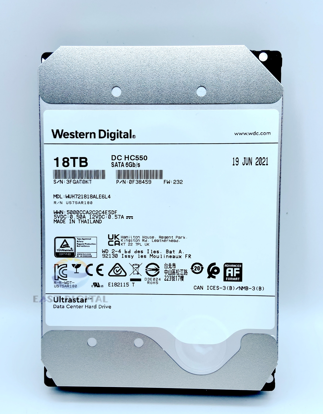[2個セット 36TB]大容量HDD WD 18TB HC550 NAS Amazon.com: Western Digital Ultrastar DC HC550 18 TB Hard