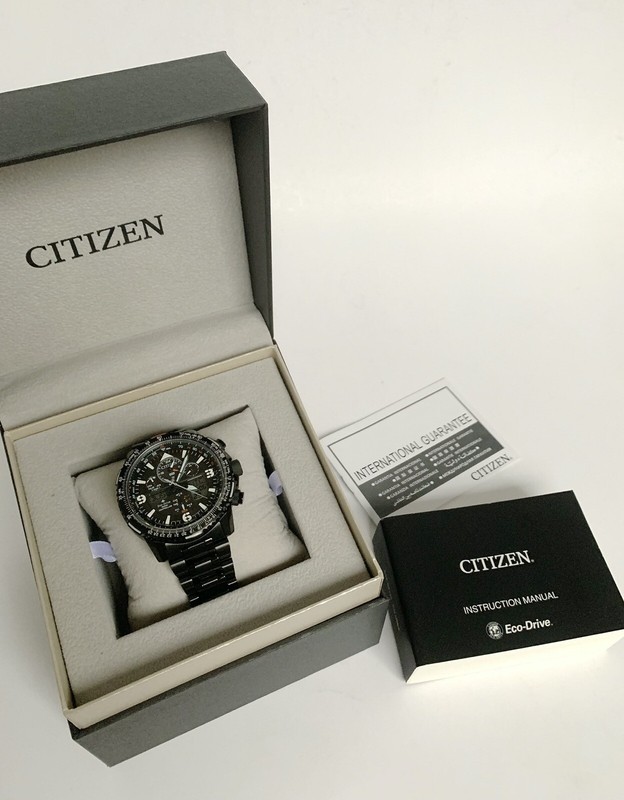 Pre-owned Citizen Promaster Sky A-t Watch Ecodrive Jy8085-81e Chrono Black Steel