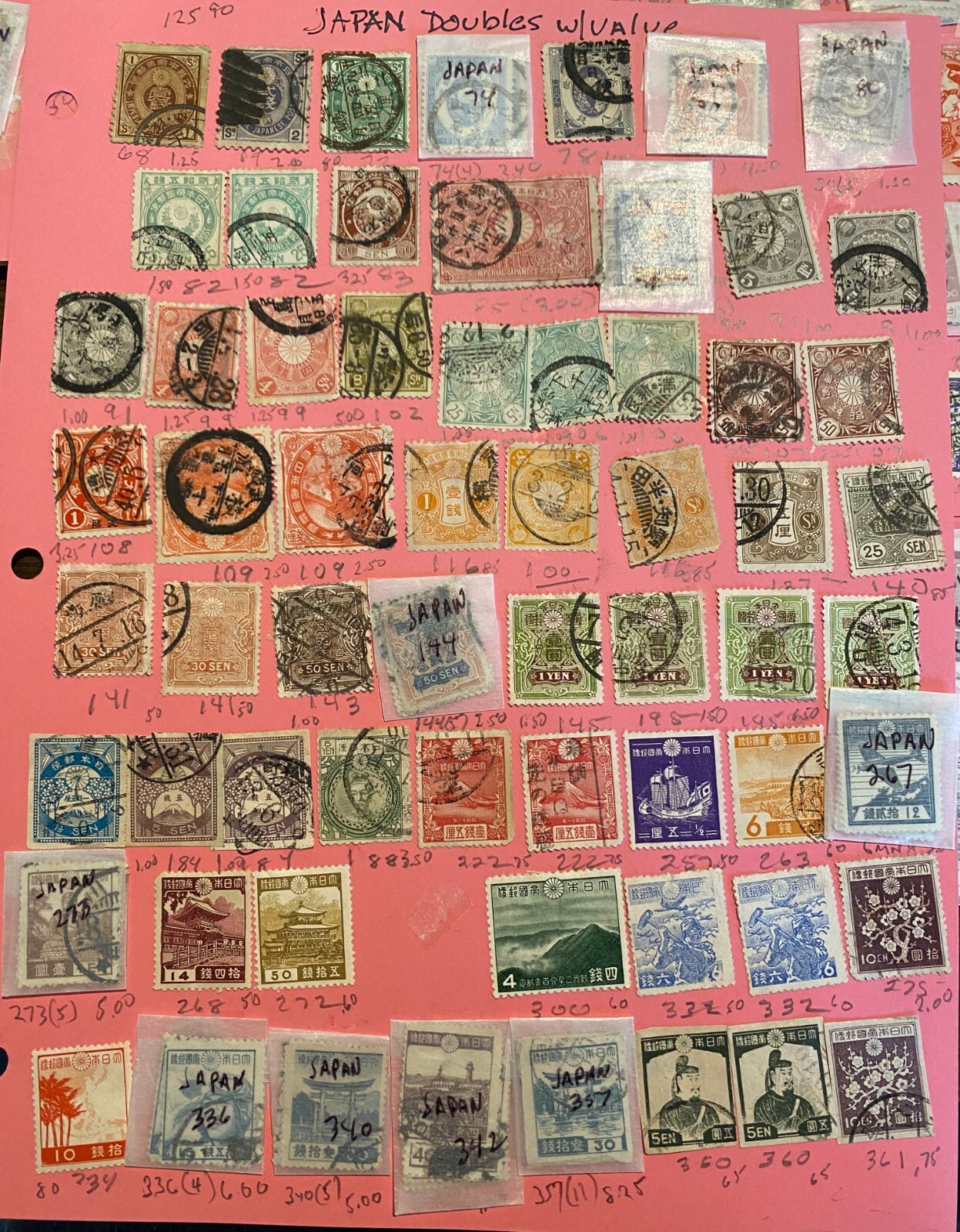 +150 Japan Stamps on 2 Album Pages 1880s1950s and some KoreaのeBay公認海外