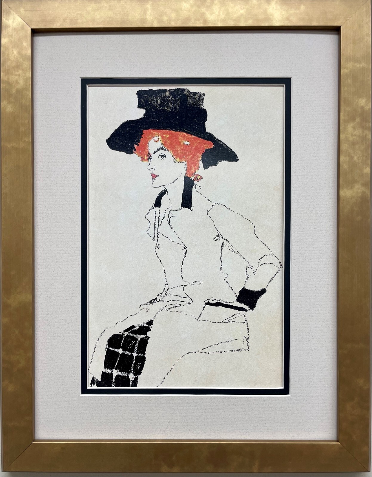 Egon Schiele 線画 木製フレーム付き Egon Schiele 線画 木製フレーム付き