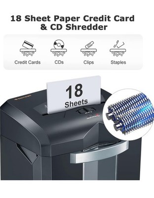 Bonsaii Heavy Duty Paper Shredder, 60-Minute 18 Sheets Cross Cut C149-C USED