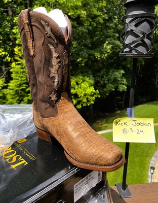 [NIB] Dan Post Taupe Sueded Caiman Belly Square Toe in Men's Size 10D