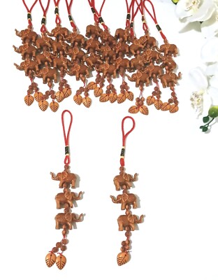 12 Pc Feng Shui Chinese Oriental Good Luck Door/Car Charm Elephant Amulet Tassel