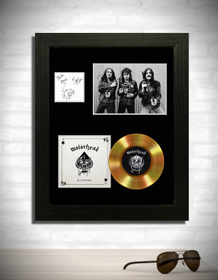 MOTORHEAD Lemmy  Ace Of Spades signed GOLD mini RECORD style CD Display Framed 