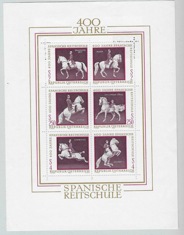 Spanische Hofreitschule Pferde Lipizzaner Block 2 ÃSterreich Postfrisch
