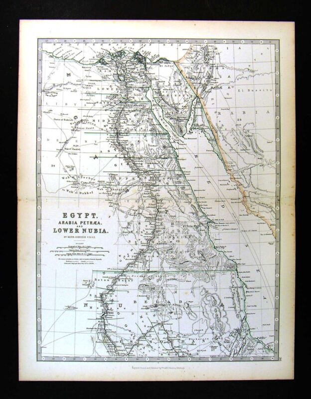 1883 Johnston Map - Upper Nubia & Abyssinia - Lake Tsana Africa Ethiopia Somalia