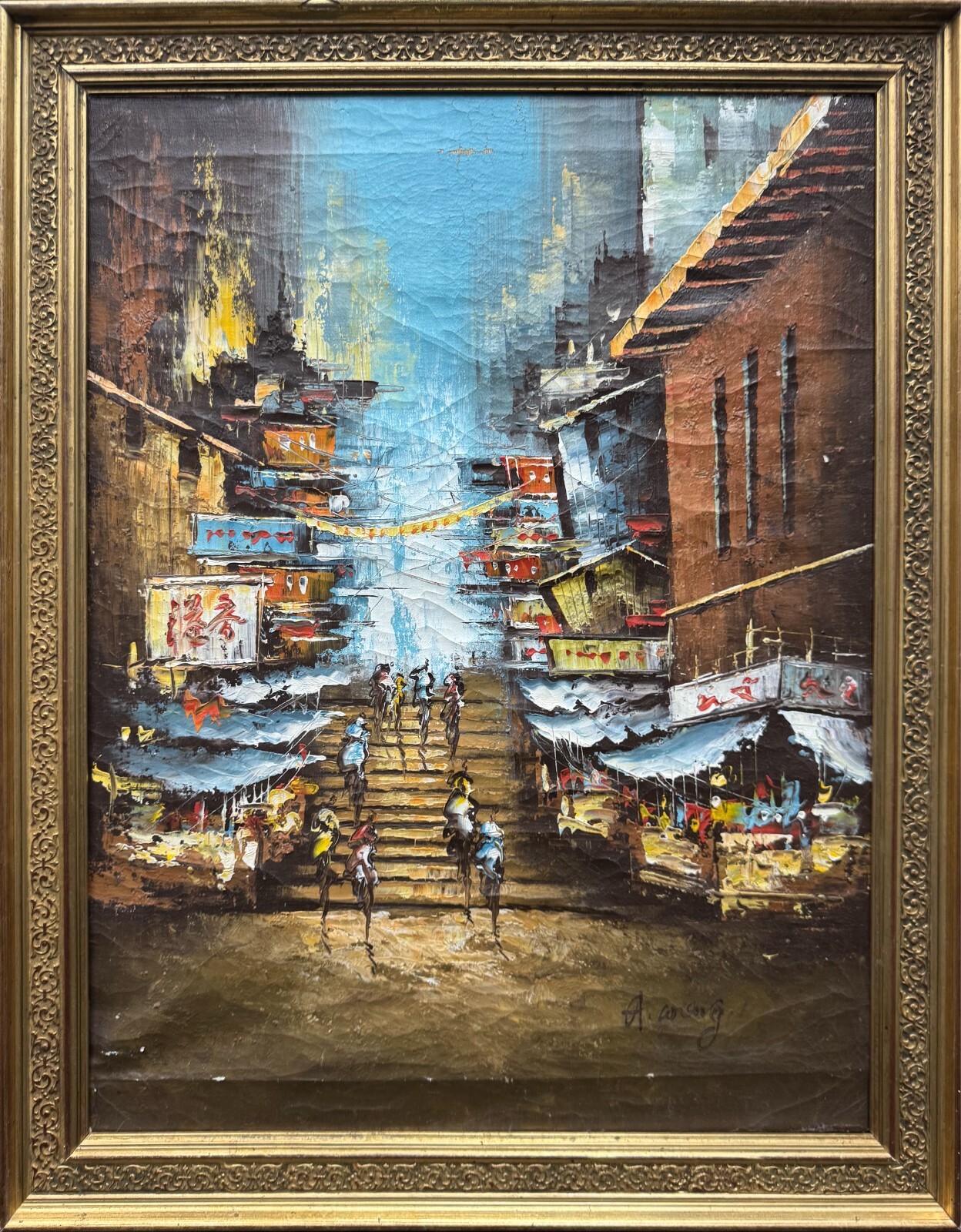 【F50号】sunday park サンデーパーク原画 oil painting F50号】sunday park サンデーパーク原画 oil painting Vintage
