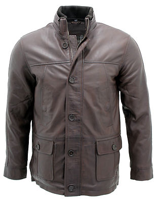 INFINITY HERREN BRAUNE KLASSISCH WARM 100% LEDER MILITÄR JACKE