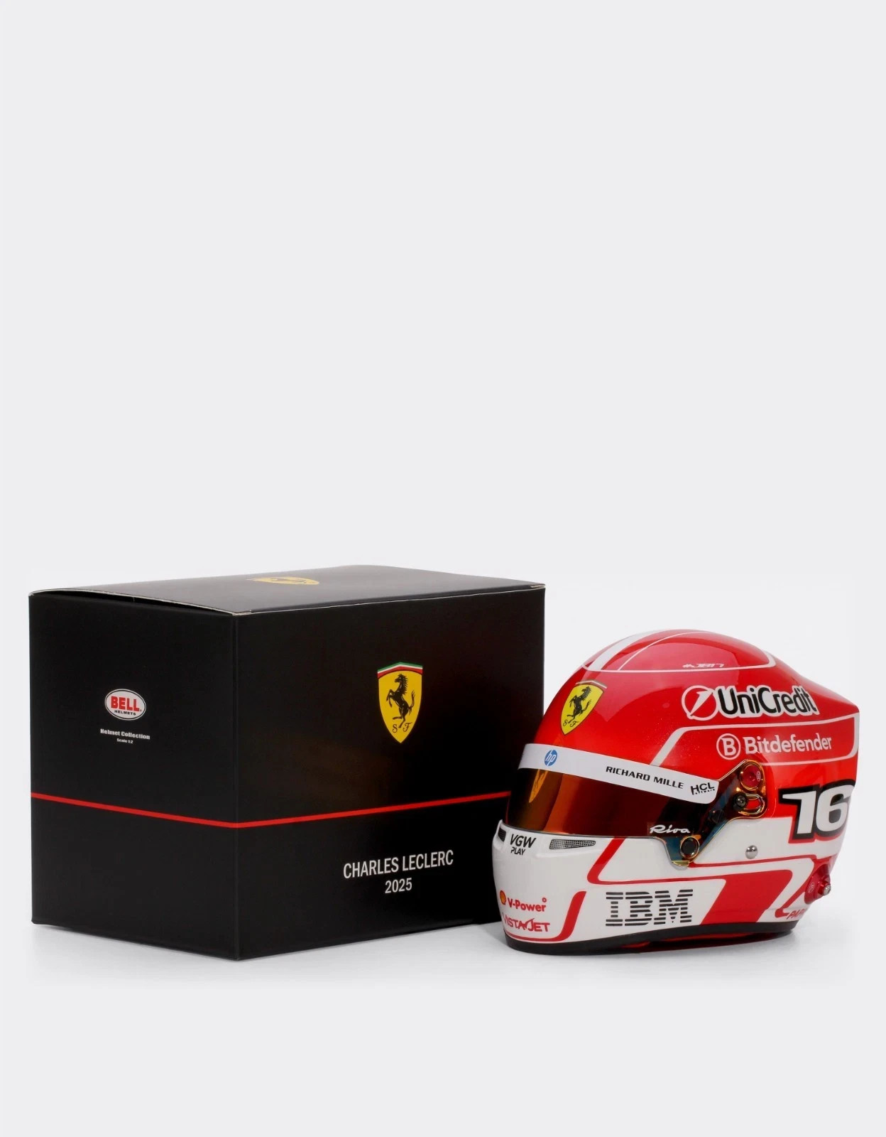F1 2025 CHARLES LECLERC 1/2 SIGNED MINI HELMET FERRARI BELL